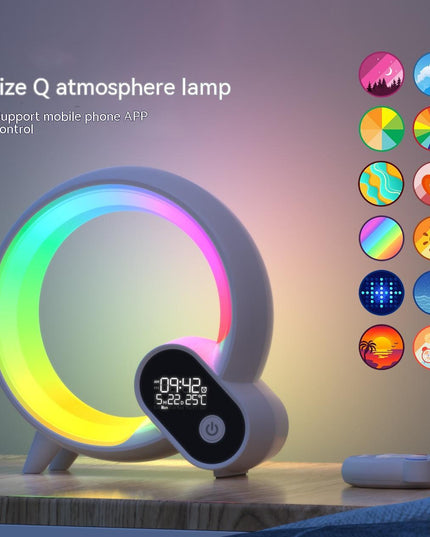 Creative Q Light Analog Sunrise Digital Display Alarm Clock Bluetooth Audio Intelligent Wake-up Q Colorful Atmosphere Light