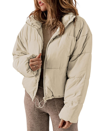 Winter Bread Coat New Thickened All-matching Warm Leisure Solid Color Stand-up Collar Cotton-padded Clothes Women